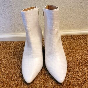 Express White Faux Leather Booties
